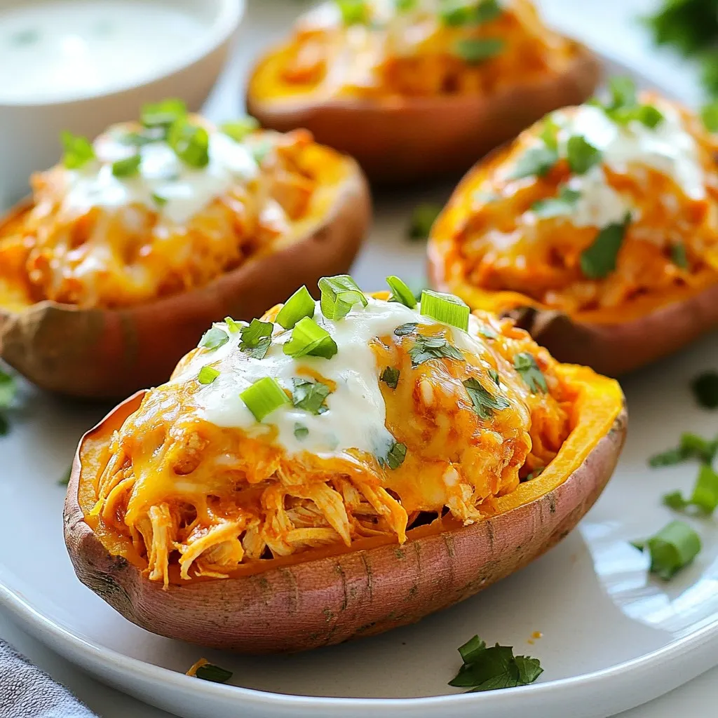 Buffalo Chicken Stuffed Sweet Potatoes Delightful Dish