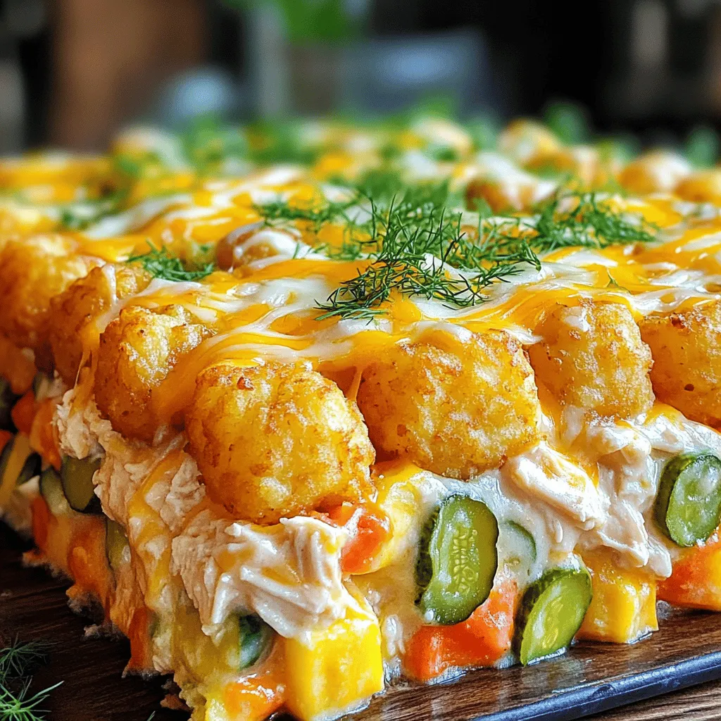 Pickle Ranch Chicken Tater Tot Casserole Delight