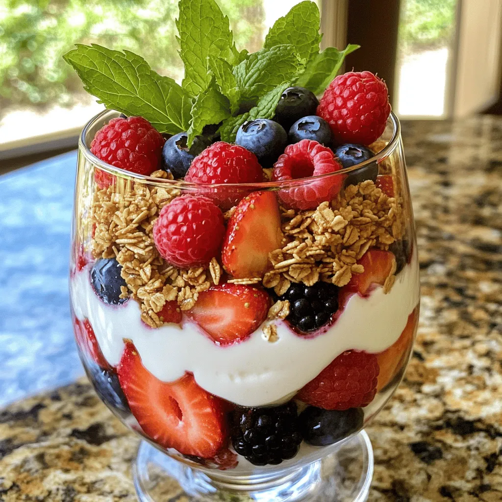 For my Spring Berry Parfait, I love using a mix of fresh berries. They add color and flavor. You can choose from: - Strawberries - Blueberries - Raspberries - Blackberries Using a mix makes the parfait look pretty and taste great. Choose ripe berries for the best flavor. Rinse them gently in cold water before use.