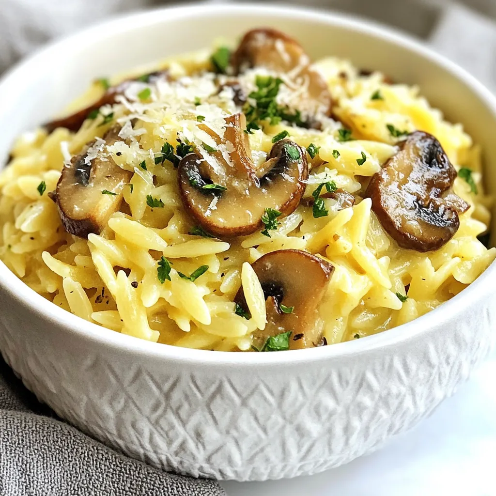 Creamy Garlic Mushroom Orzo Flavorful Dinner Delight