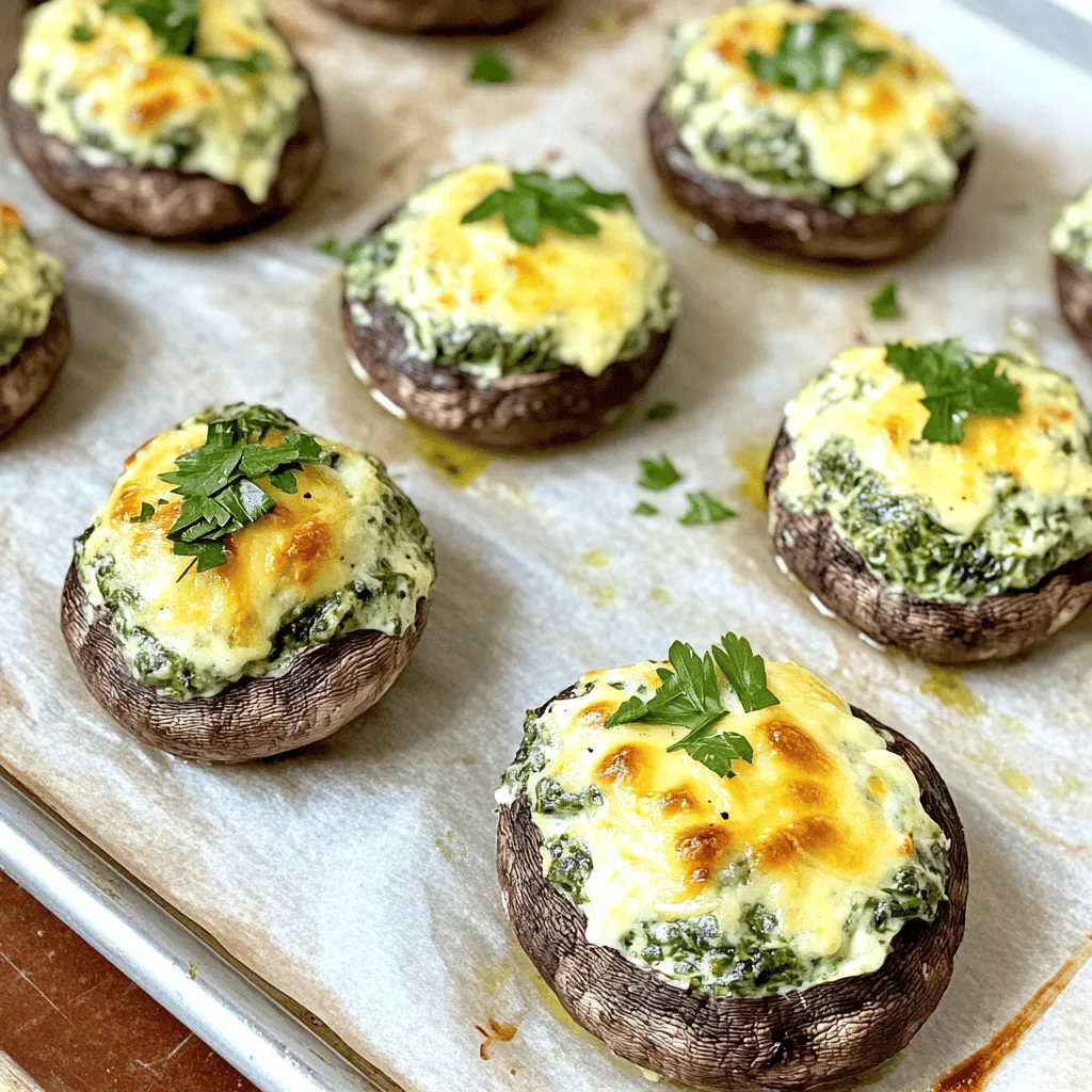 Cheesy Spinach Stuffed Mushrooms Tasty Appetizer Delight