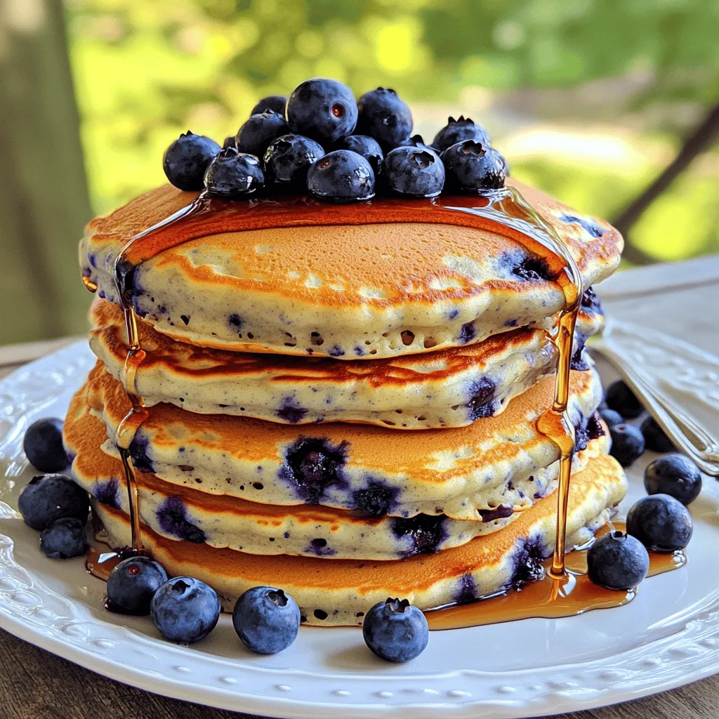 Fluffy Pancakes with Blueberries Perfect Breakfast Treat