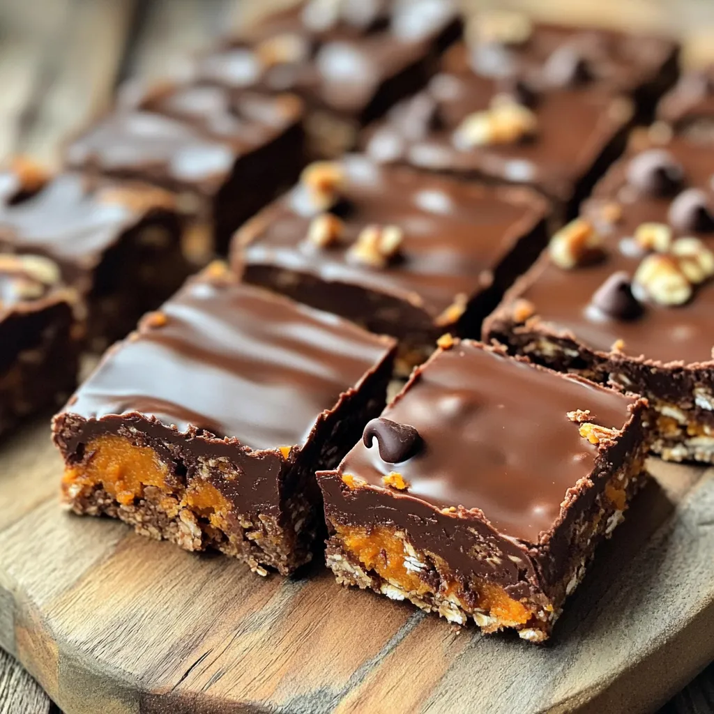 Chocolate Pumpkin Oat Bars No-Bake Easy Snack Recipe