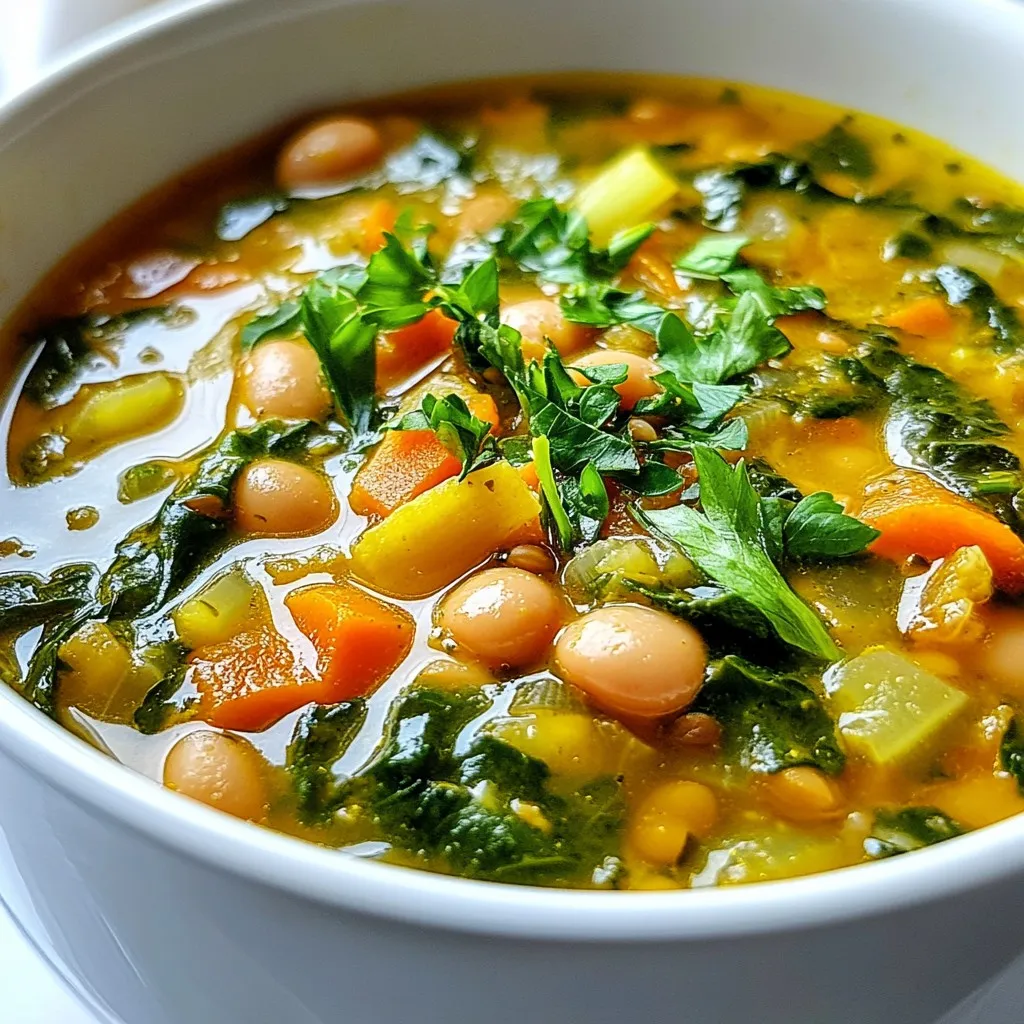 Spinach Lentil Butter Bean Soup Simple and Healthy Recipe