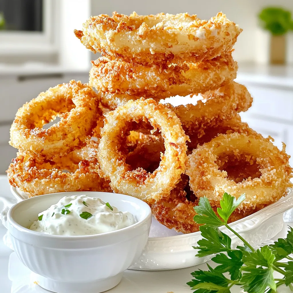 Air Fryer Onion Rings with Garlic Dip Delight