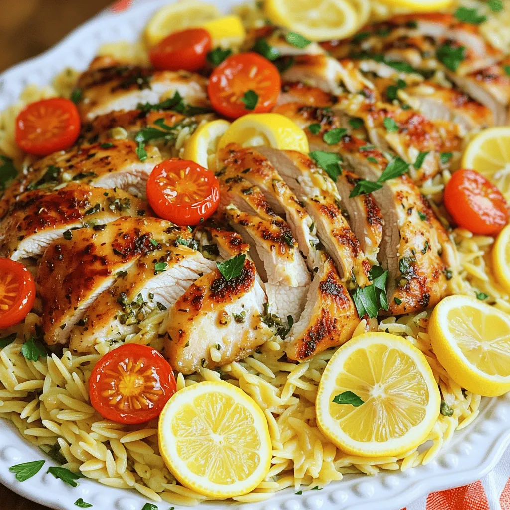 - 4 boneless, skinless chicken breasts - 5 cloves garlic, minced - 1 tablespoon fresh rosemary, finely chopped - 1 tablespoon fresh thyme, finely chopped - Zest of 1 lemon - 1 cup orzo pasta - 3 cups low-sodium chicken broth