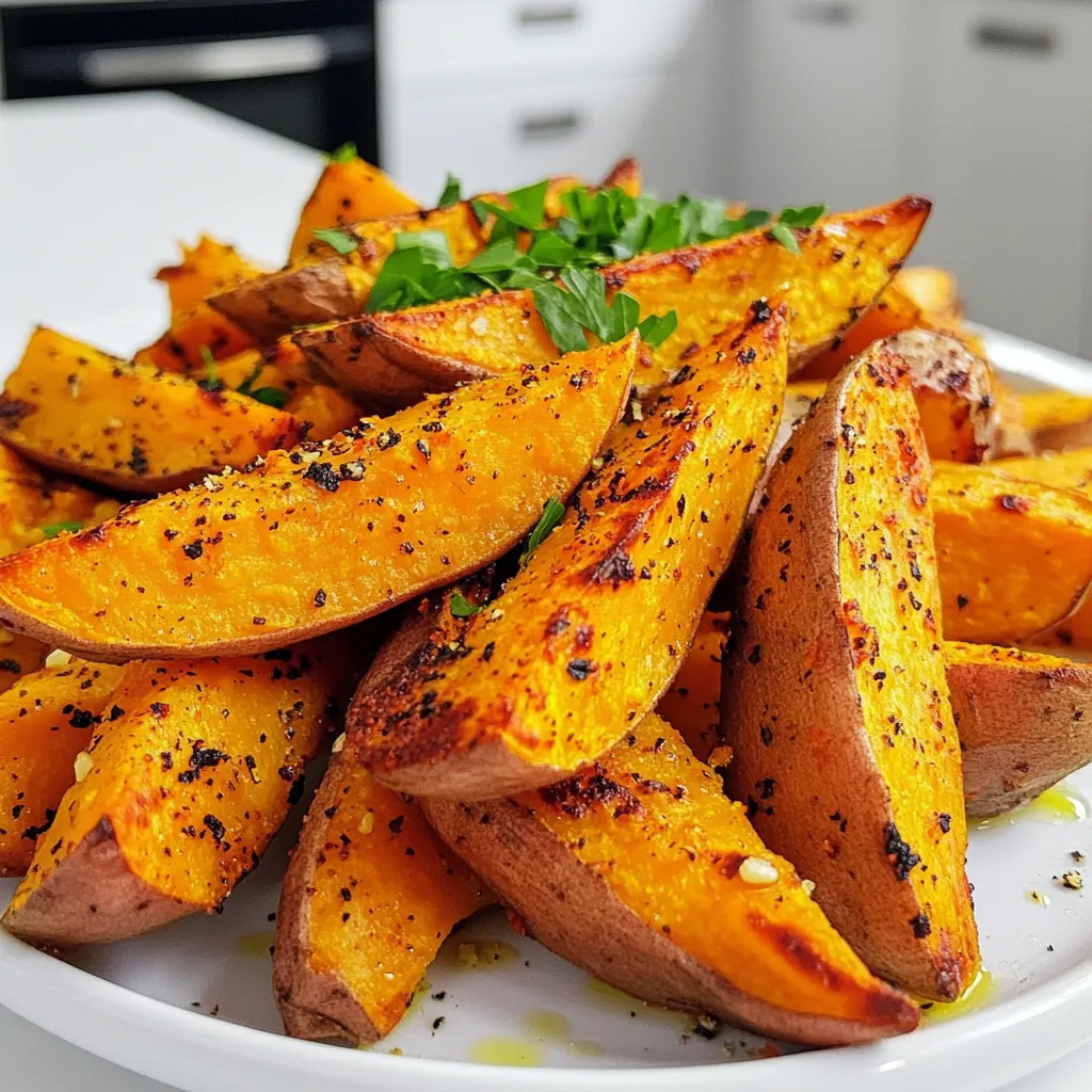 Air Fryer Garlic Sweet Potato Wedges Easy Recipe
