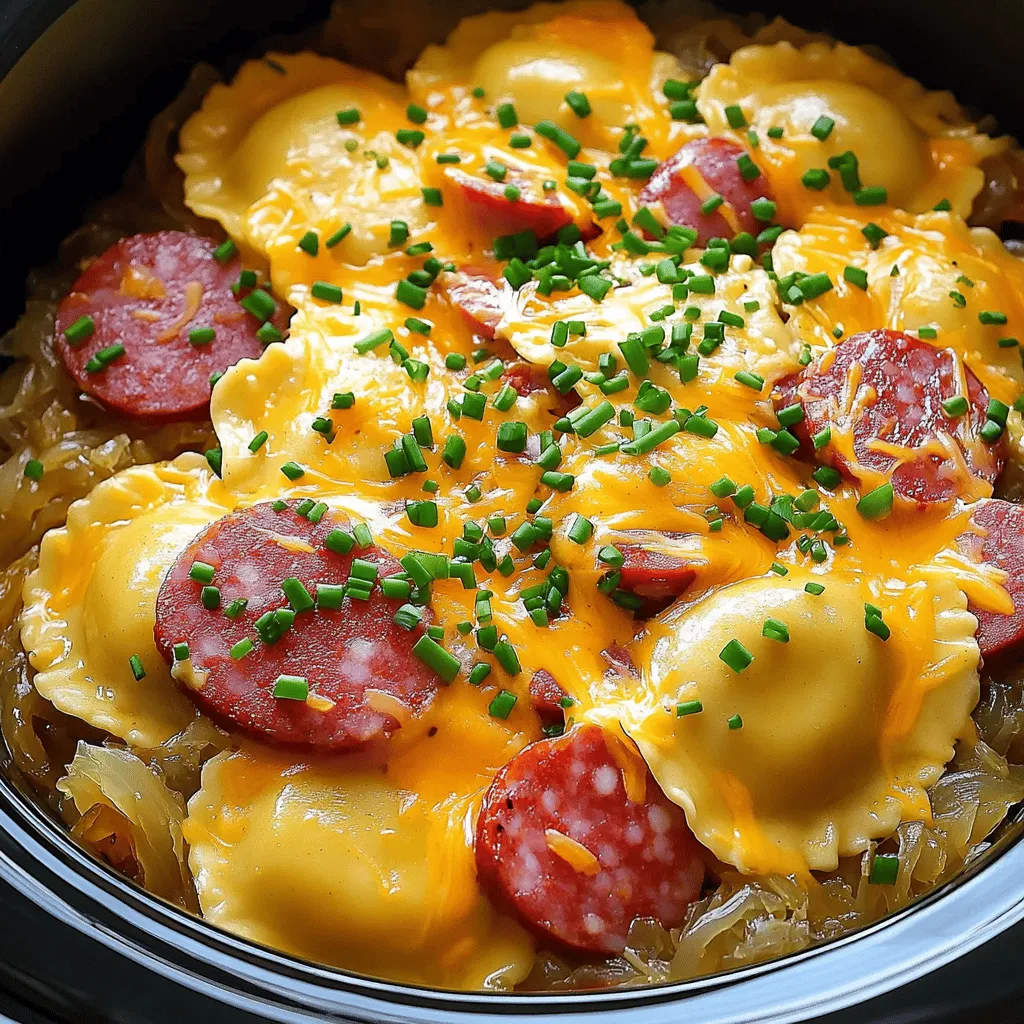 Crockpot Pierogi Casserole with Kielbasa Delight