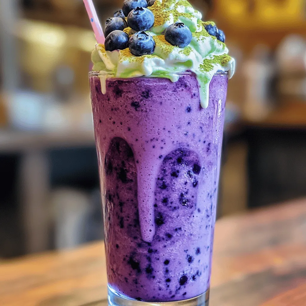 Invigorating Blueberry Matcha Frappe Refreshing Drink