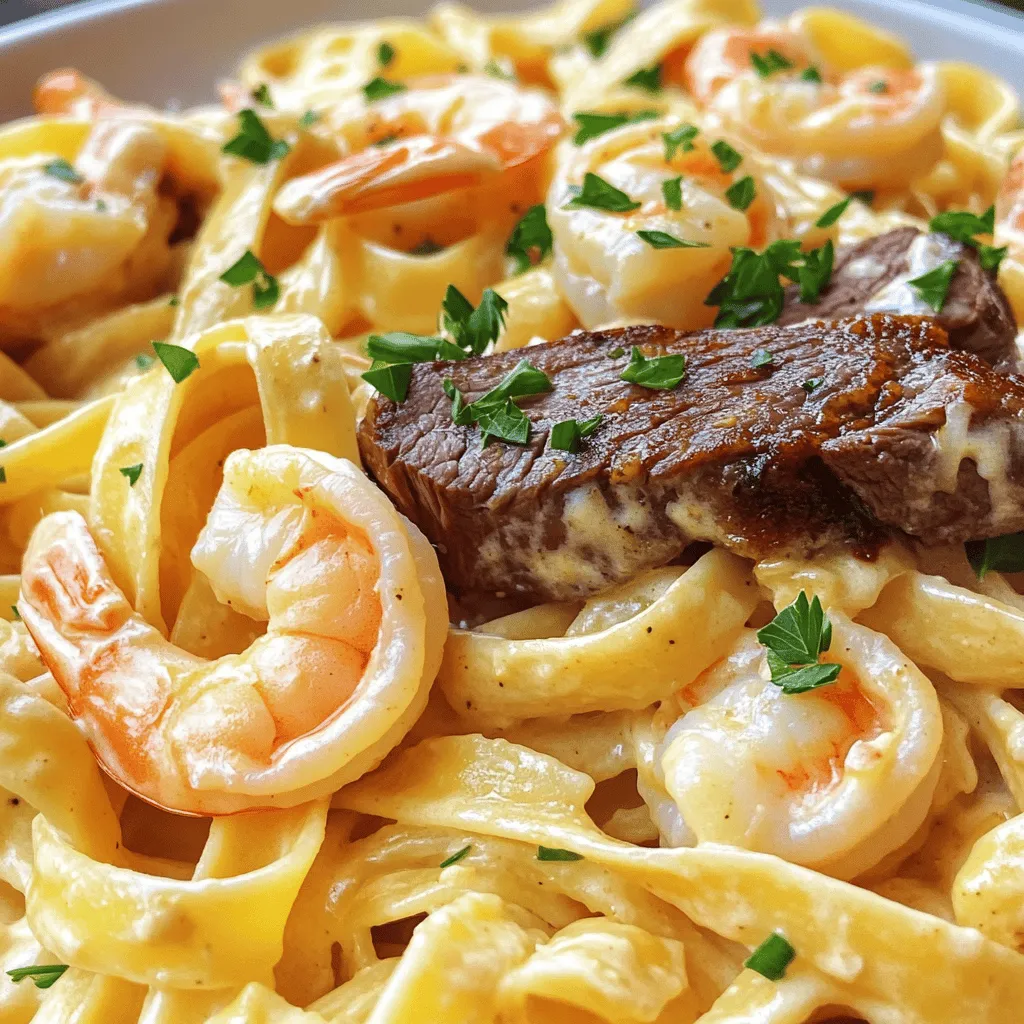 Cajun Shrimp and Steak Alfredo Flavorful Dinner Dish