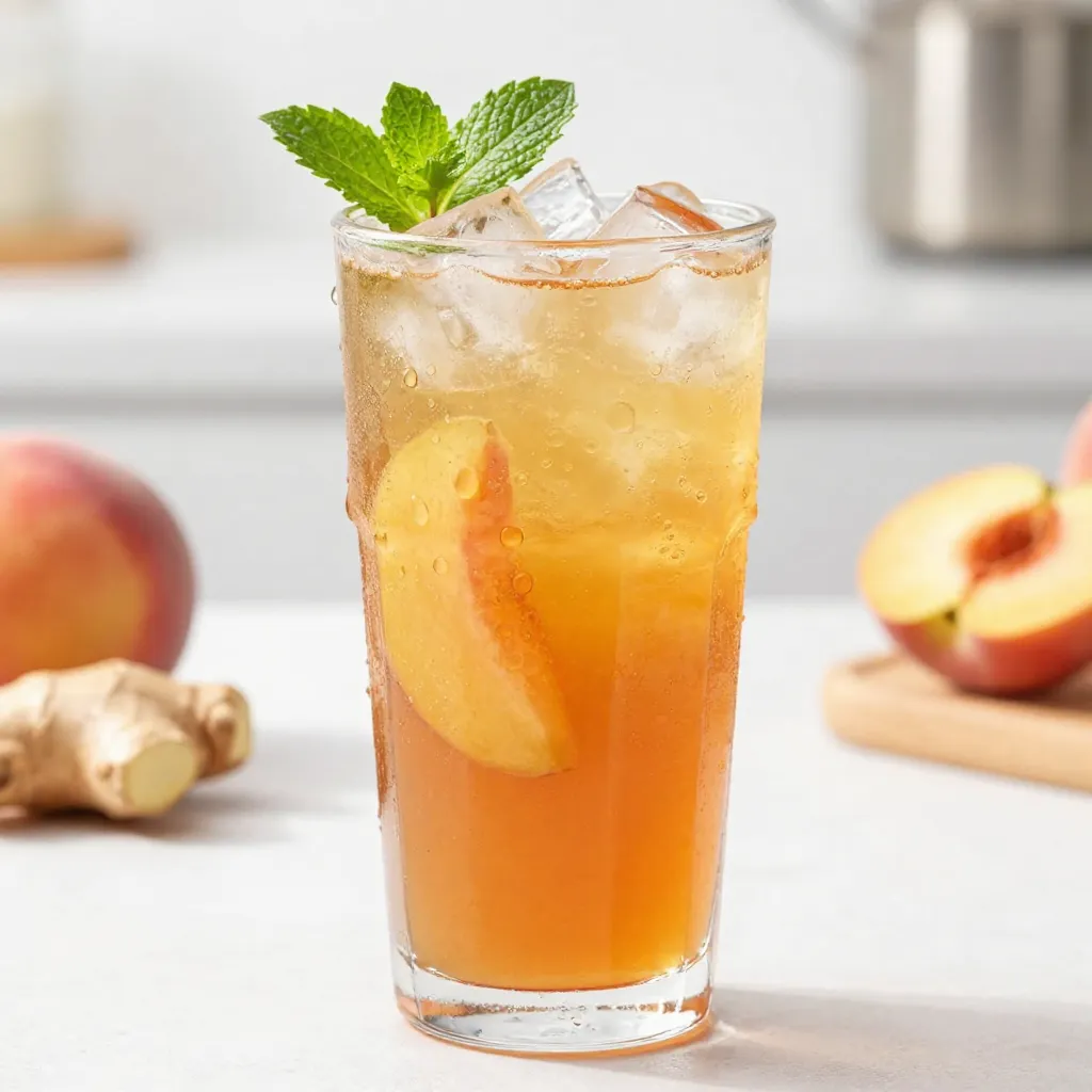 Ginger Peach Iced Tea Refreshing Summer Beverage