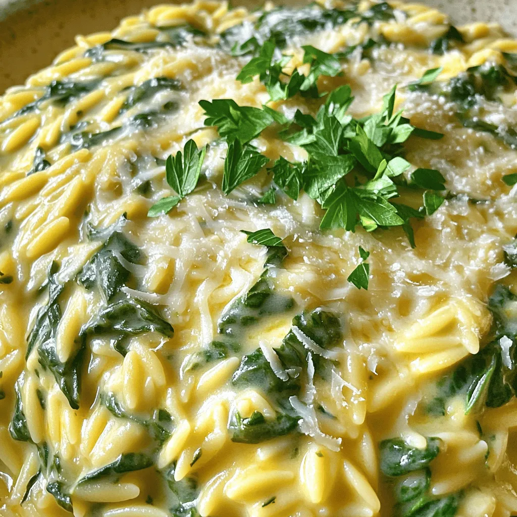 Creamy Parmesan Spinach Orzo Delightful Dinner Dish