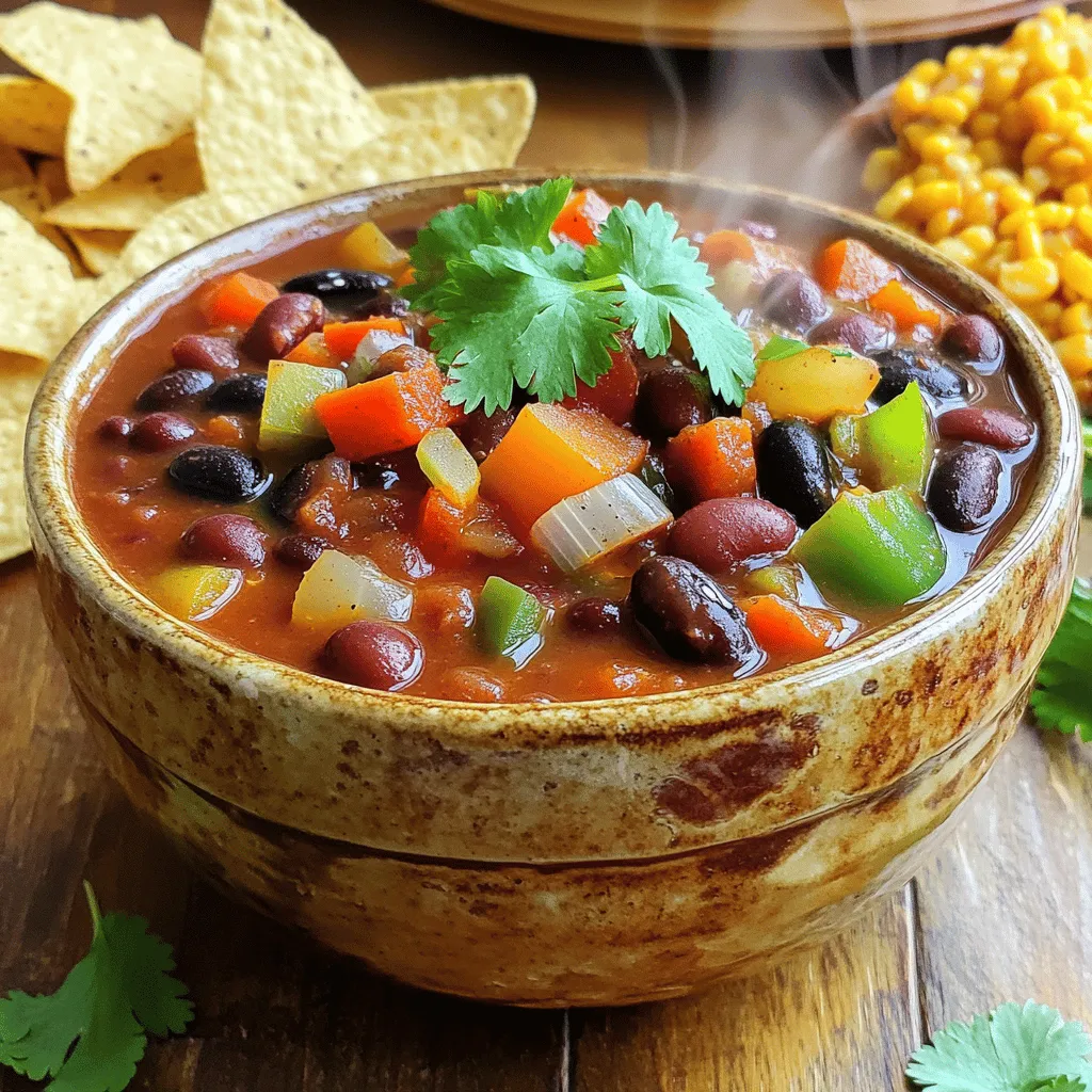 Vegetarian Three Bean Chili Flavorful and Easy Recipe