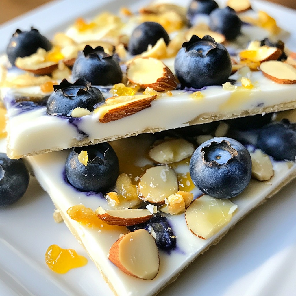 Blueberry Almond Greek Yogurt Bark Yummy and Simple