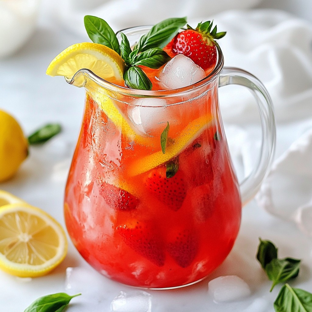 Strawberry Basil Lemonade Refreshing Summer Drink