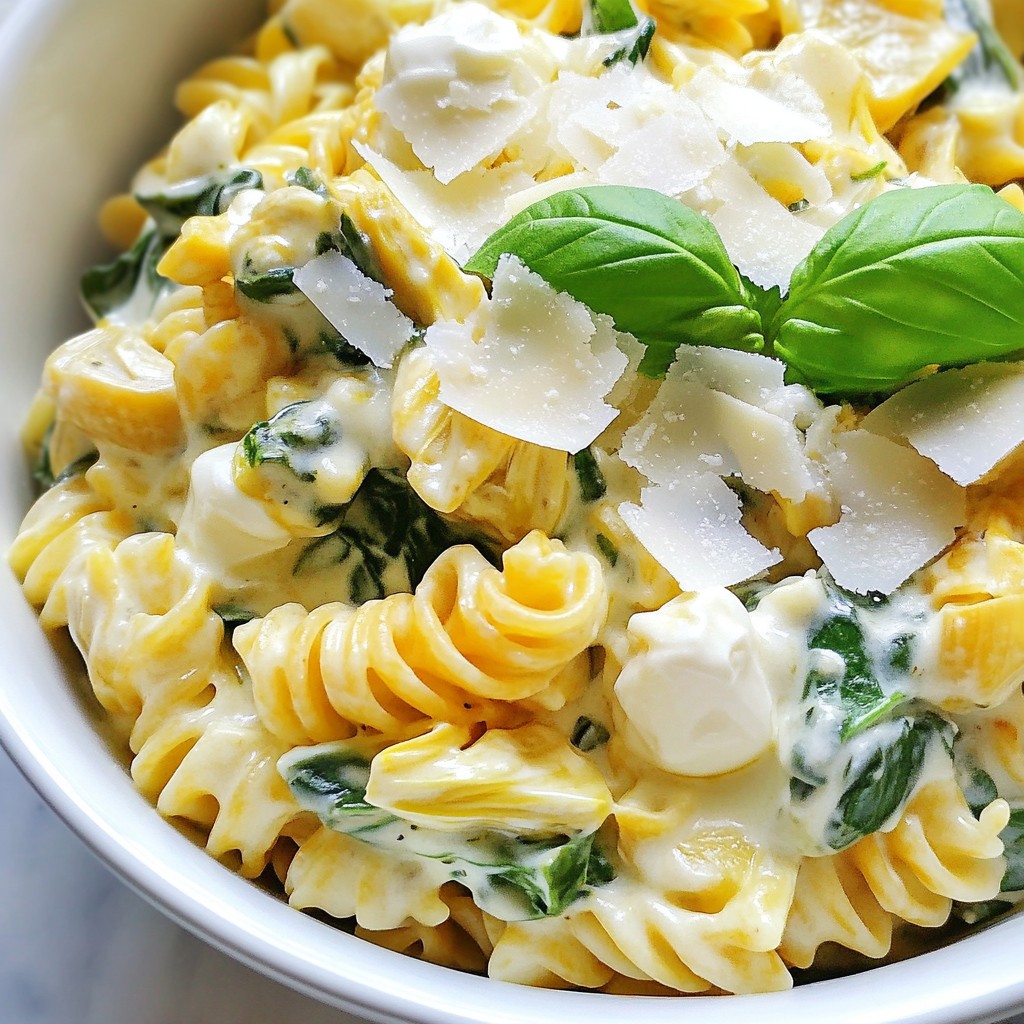 Cheesy Spinach Artichoke Pasta Delightful Creamy Dish