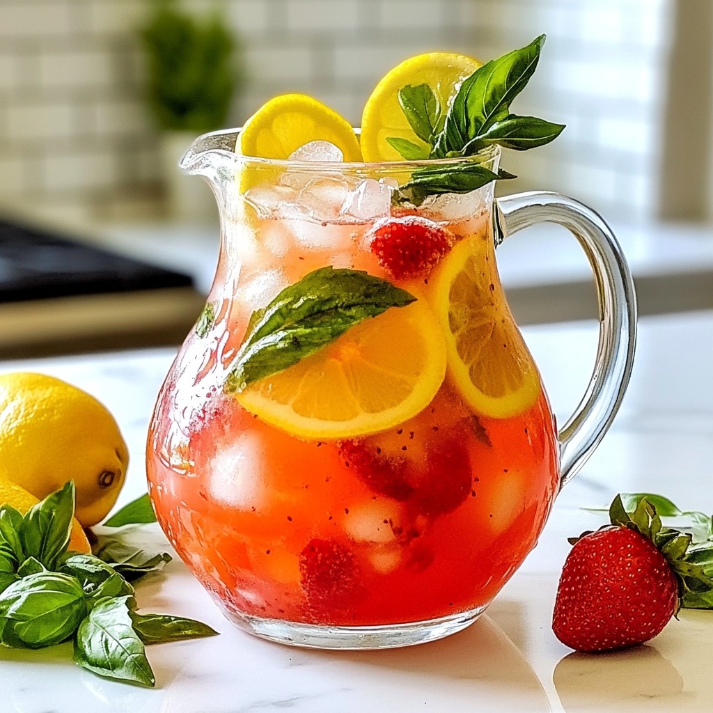Strawberry Basil Lemonade Refreshing Summer Drink