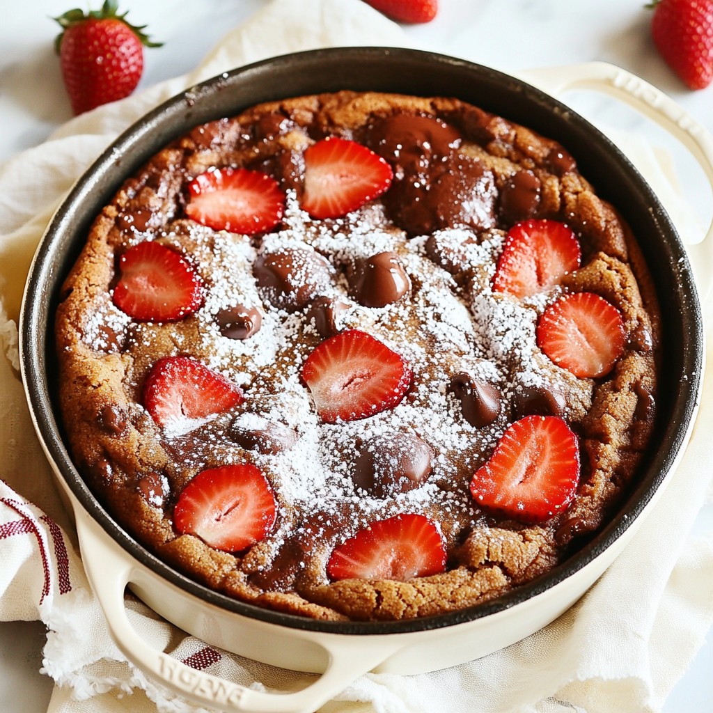 Chocolate Strawberry Skillet Cookie Irresistibly Delicious