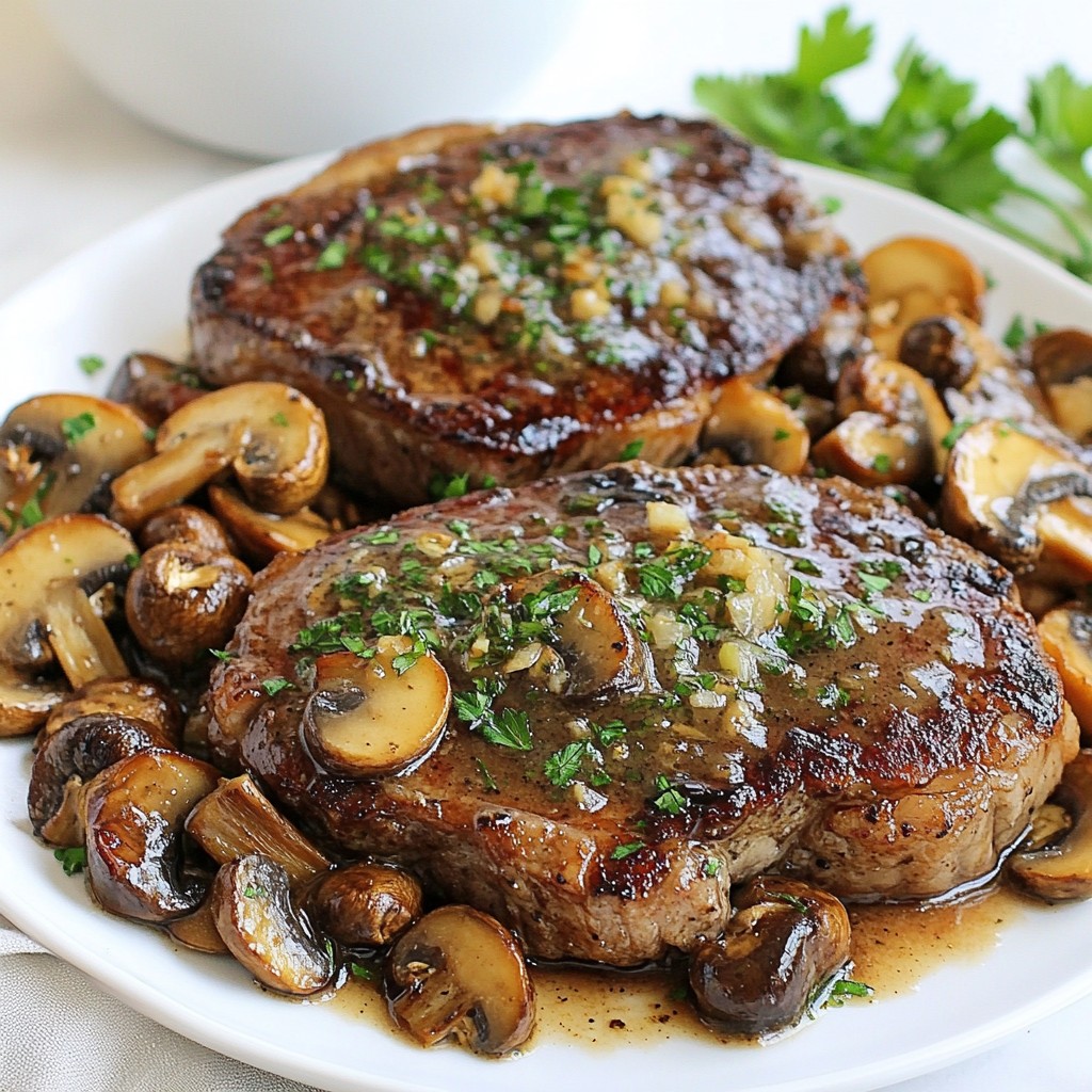 Garlic Butter Mushroom Steak Skillet Perfectly Cooked
