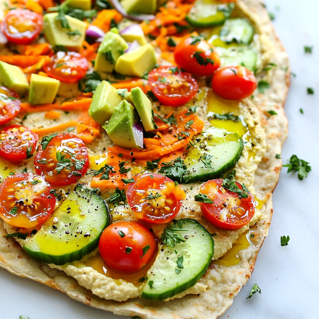Veggie Loaded Hummus Flatbread Fresh and Simple Meal