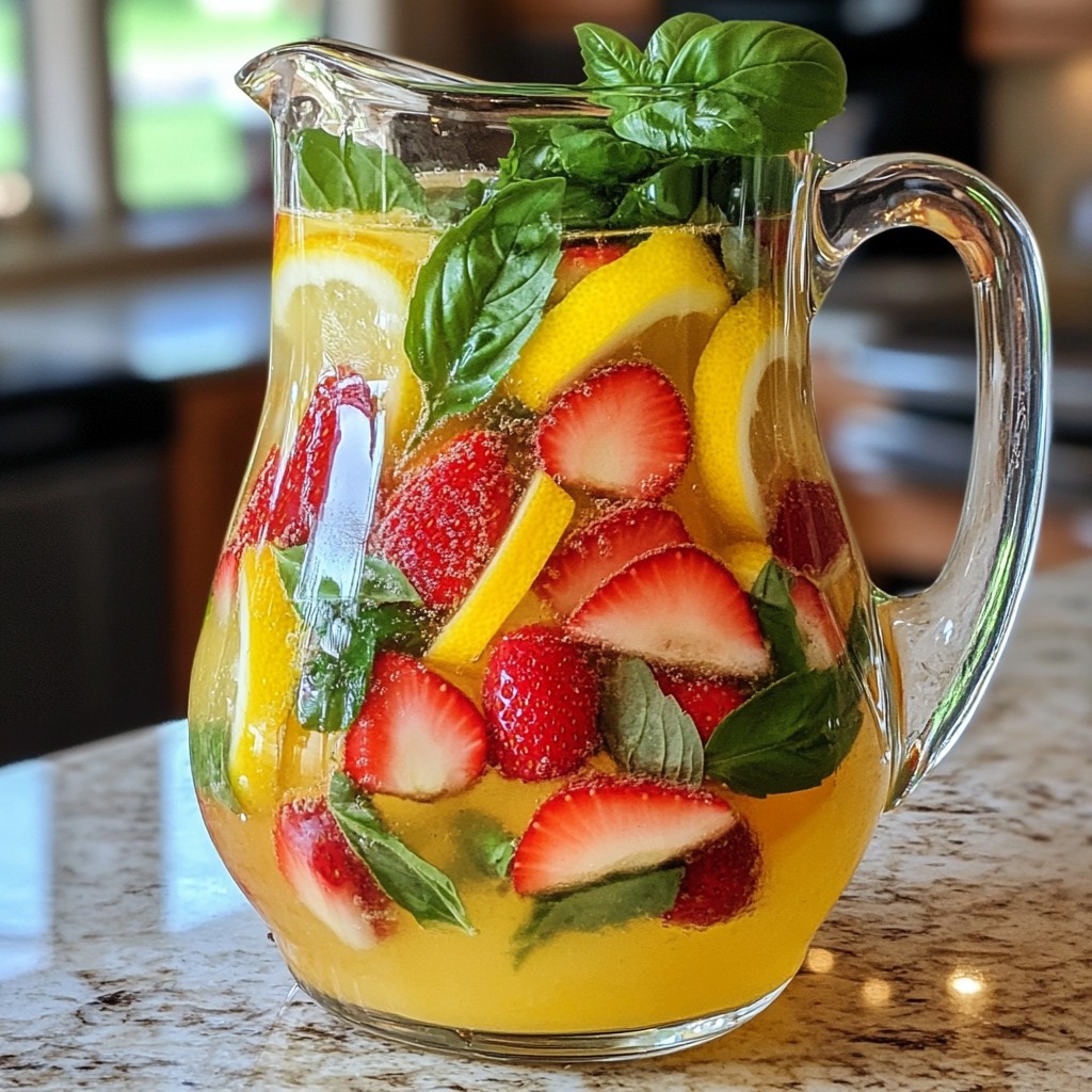 Strawberry Basil Lemonade Refreshing Summer Drink