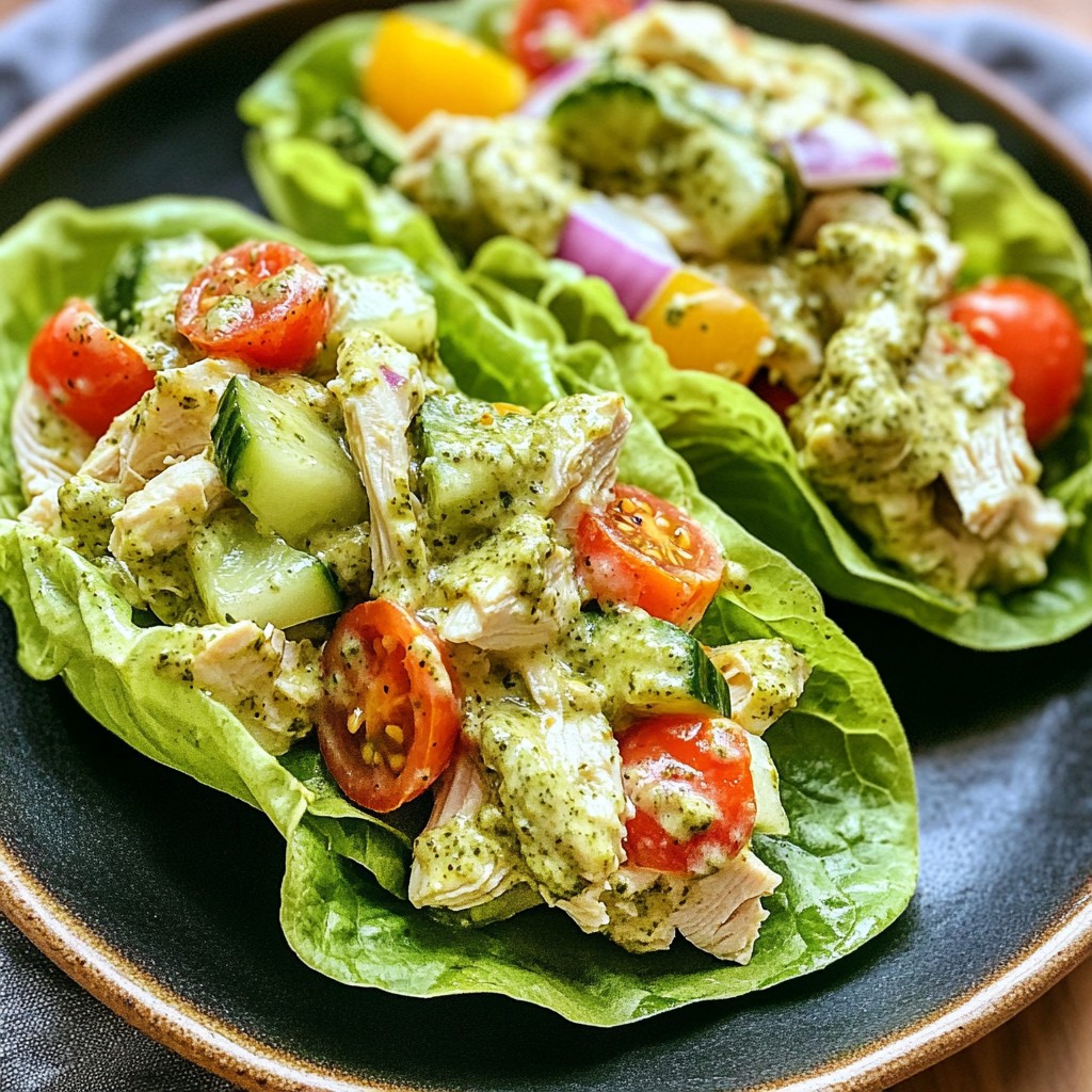 Creamy Pesto Chicken Salad Lettuce Wraps Delight