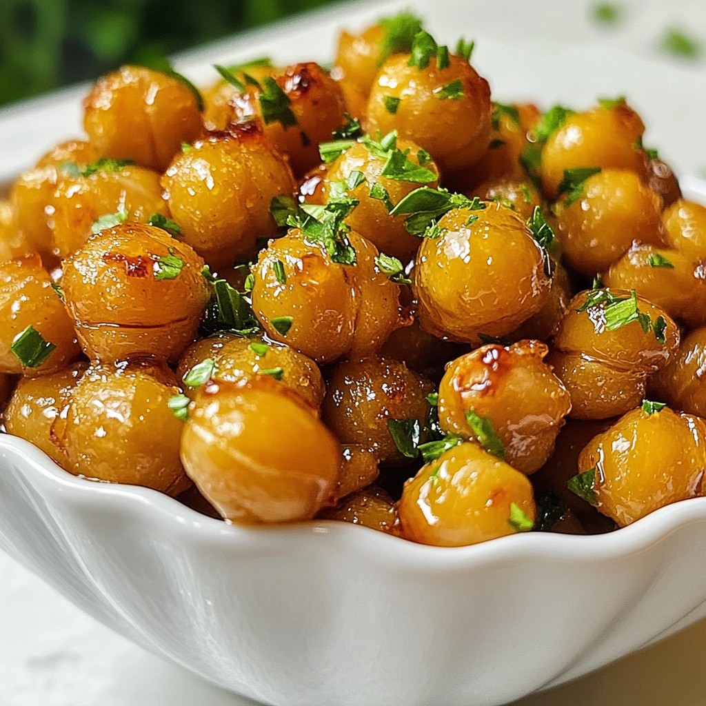 Honey Garlic Roasted Chickpeas Crispy Flavorful Snack